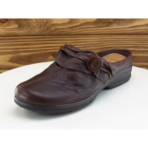 YUU Size 7 Mule Brown Leather Medium‎ (B, M) Gilmore Slip On Women
